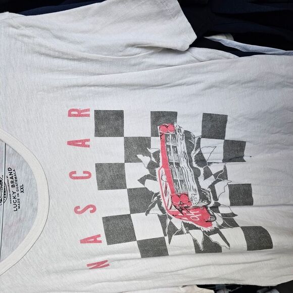 Lucky Brand White NASCAR Graphic T-Shirt. 180 - Picture 1 of 4